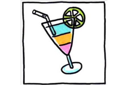 四步画出可爱简笔画 彩虹般的鸡尾酒