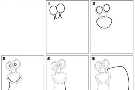 儿童可爱的蜗牛简笔画素描图片步骤教程