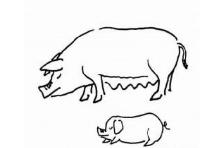 猪妈妈和小猪简笔画