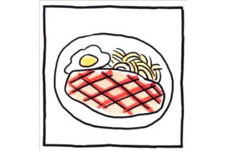 四步画出可爱简笔画 吃完大满足的牛排