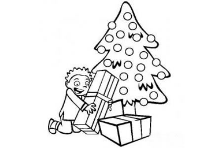 圣诞节图片 圣诞树下的礼物简笔画