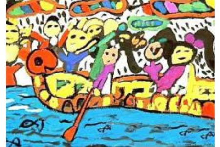端午节儿童画 戏龙舟