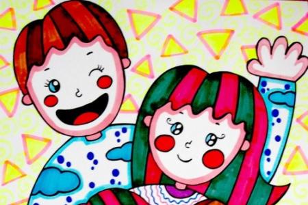 有关劳动节的儿童画-幸福一家人