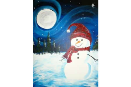 小红帽雪人 外国小朋友画冬天的图画