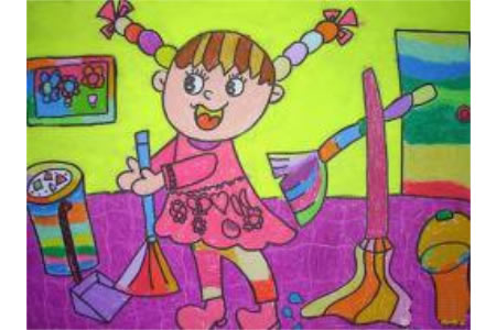 五一劳动节儿童画 打扫卫生