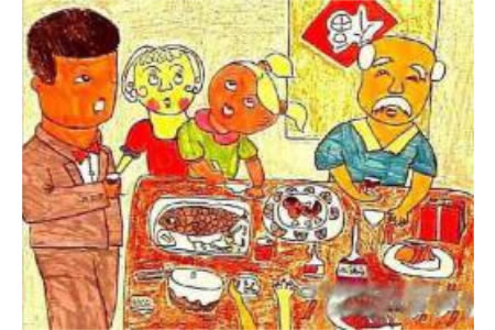 优秀的春节儿童画作品欣赏：年夜饭