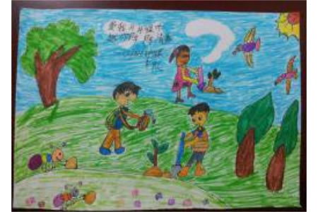 儿童植树节绘画大全-爱我片片绿叶