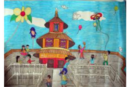 迎国庆五年级儿童画-我心中的国庆节