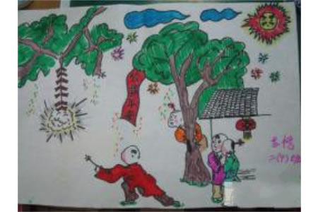 儿童画竹报平安