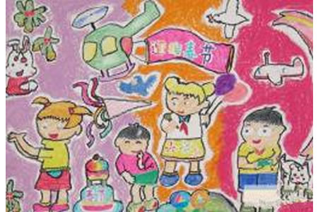 儿童画 迎接春节