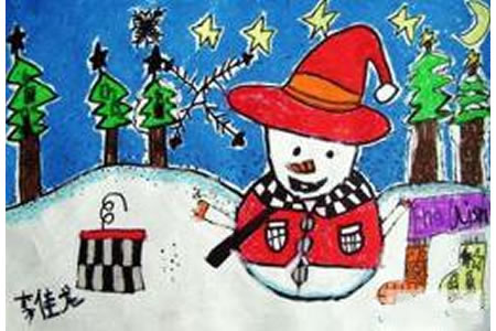 一年级雪人儿童图画作品