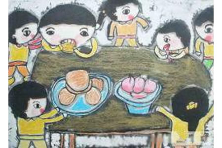 儿童画 儿童中秋节