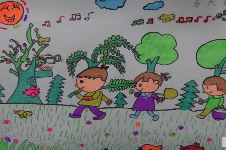 三个种树的小男孩关于51劳动节的画作品赏析