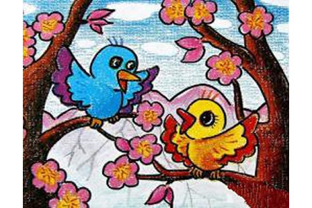 儿童画可爱的小鸟