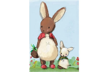 兔子妈妈和小兔子动物主题画作品欣赏