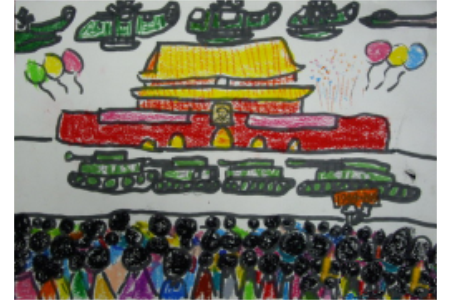 国庆节为主题儿童画-国庆举国同庆