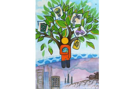 环保之树初中植树节绘画作品展示