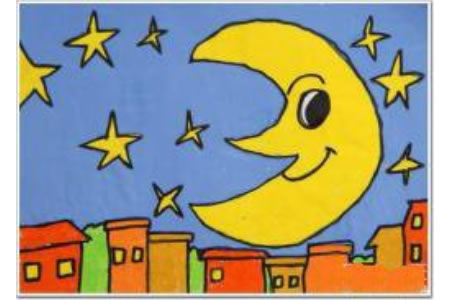 关于中秋节的儿童画-眨眼睛的月亮