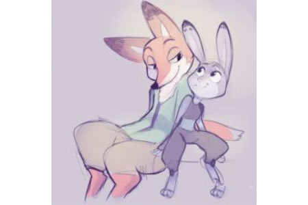 疯狂动物城彩铅手绘作品之狐狸尼克和兔子朱迪