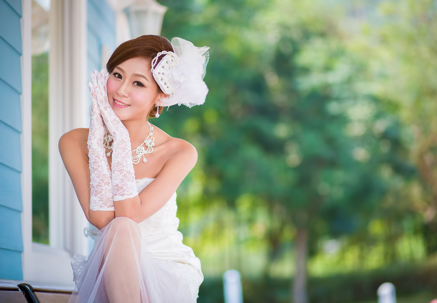 点击大图看下一张：Winne清纯唯美婚纱外拍写真3