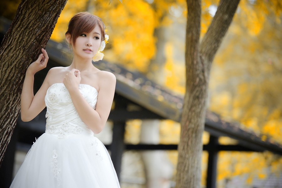 点击大图看下一张：白色婚纱Vika迷人甜美写真5
