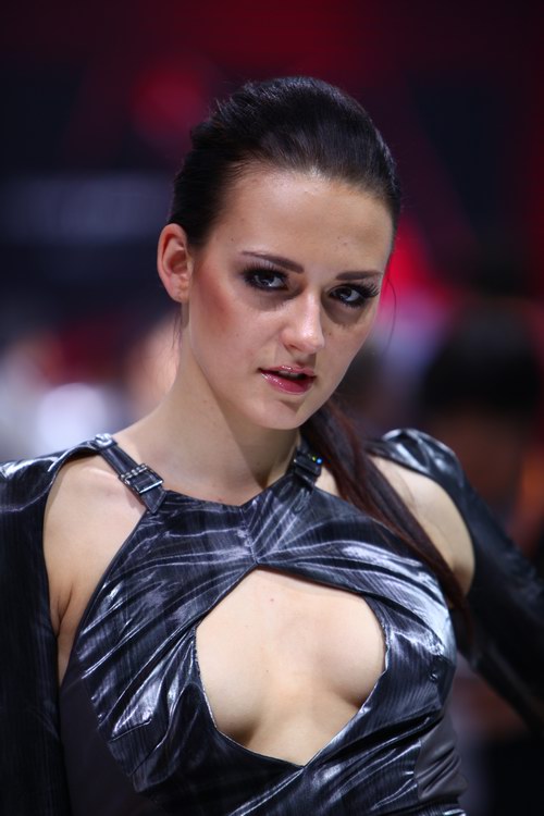 点击大图看下一张：奥迪大胆车模，极度诱惑9