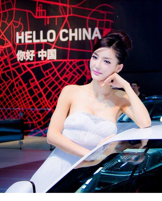 点击大图看下一张：北京进口车展上的高贵气质美女车模2