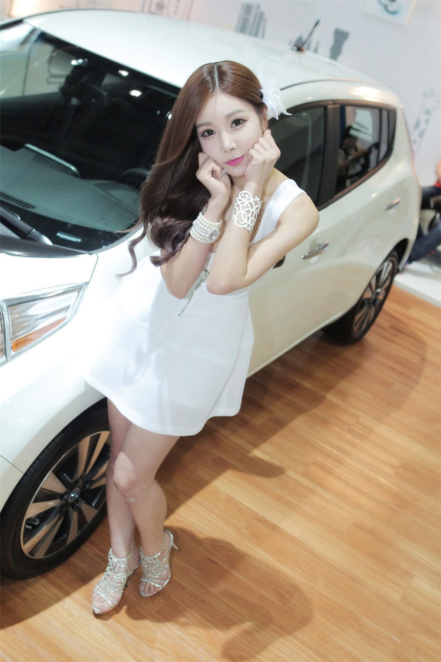 点击大图看下一张：韩国美女车模李真英车展现场高清图