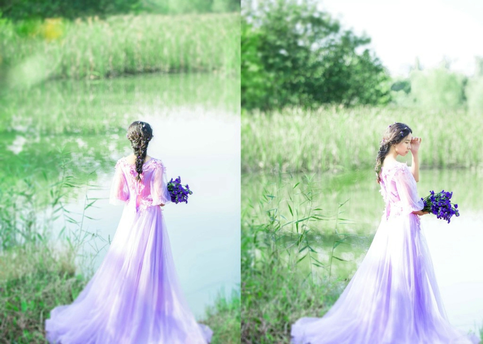 点击大图看下一张：气质紫色薰衣草美女自然柔美迷人