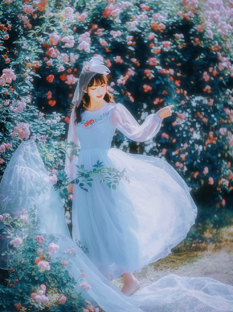 点击大图看下一张：蔷薇少女唯美公主范青纱仙境写真