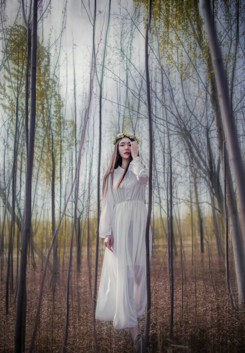 点击大图看下一张：森林深处的花环女王薄纱高挑迷人