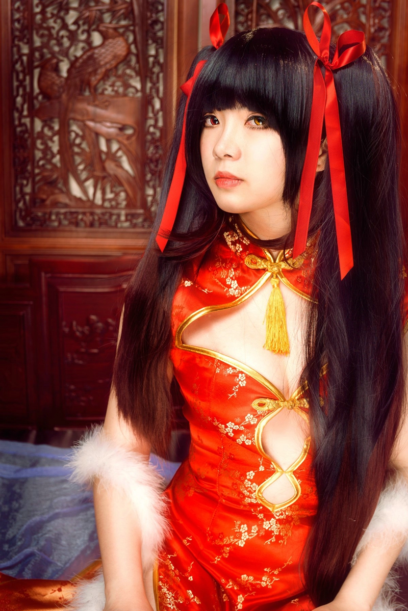 点击大图看下一张：约会大作战古风旗袍美女姐妹花时崎狂三Cosplay图片