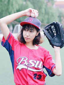 清新红衣运动服甜美棒球少女运动写真