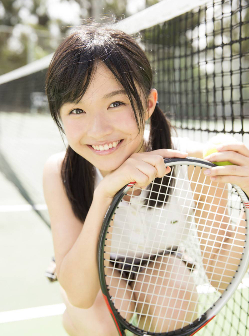 点击大图看下一张：萌妹子百川晴香活力网球写真