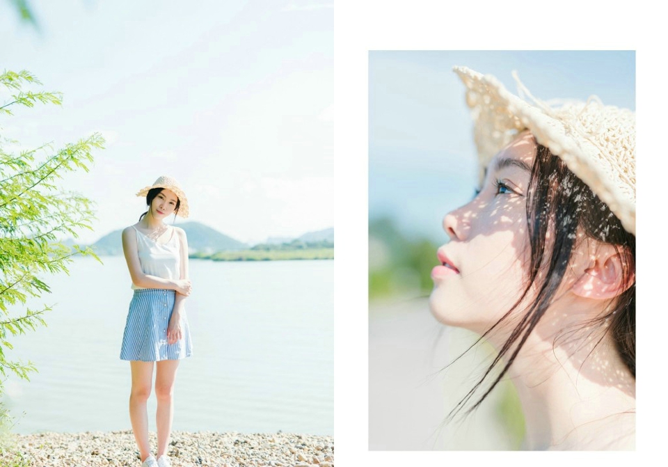 点击大图看下一张：夏日阳光下的草帽吊带美女西瓜解暑