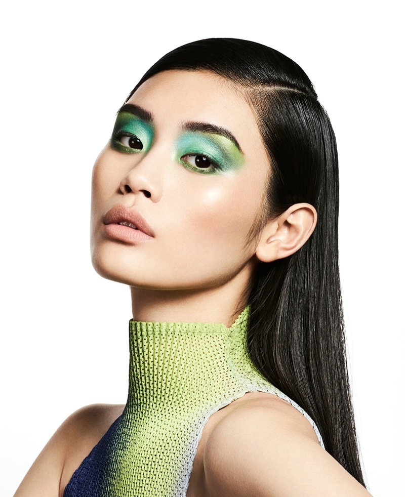 点击大图看下一张：超模奚梦瑶为英国时尚杂志拍摄一组美妆大片