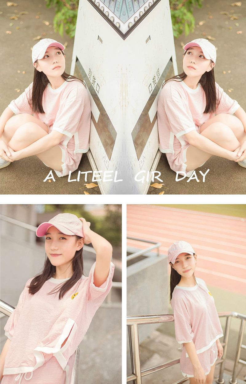 点击大图看下一张：粉嫩棒球帽可爱少女活力写真