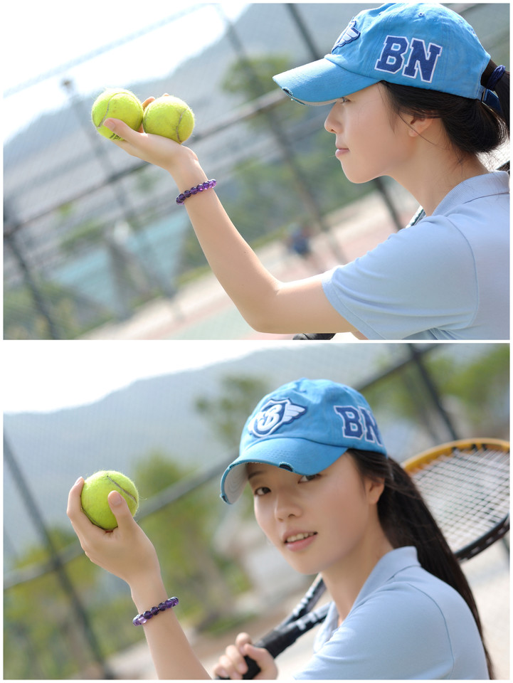 点击大图看下一张：蓝色清新网球少女活力魅力休闲写真