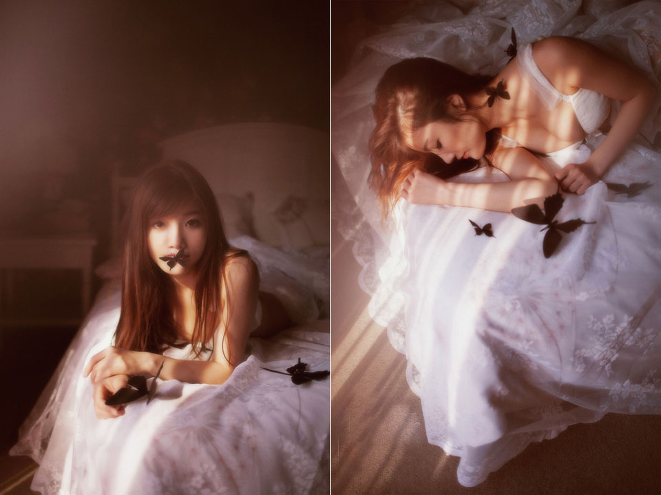 点击大图看下一张：幽暗房间里的寂寞少女意境写真