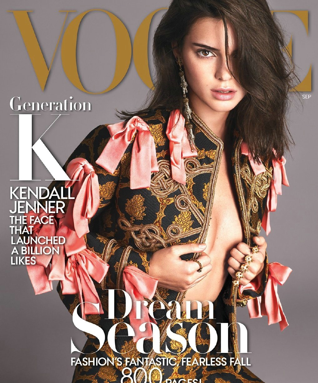 点击大图看下一张：Kendall Jenner登上分量最重的美国版Vogue九月刊封面