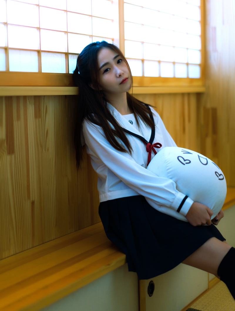 点击大图看下一张：日系双马尾学生妹私房制服甜美温馨时光令人遐想