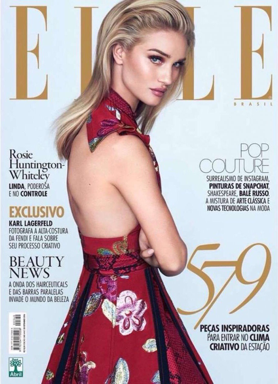 点击大图看下一张：罗茜·汉丁顿-惠特莉登上Elle杂志巴西版最新一期封面