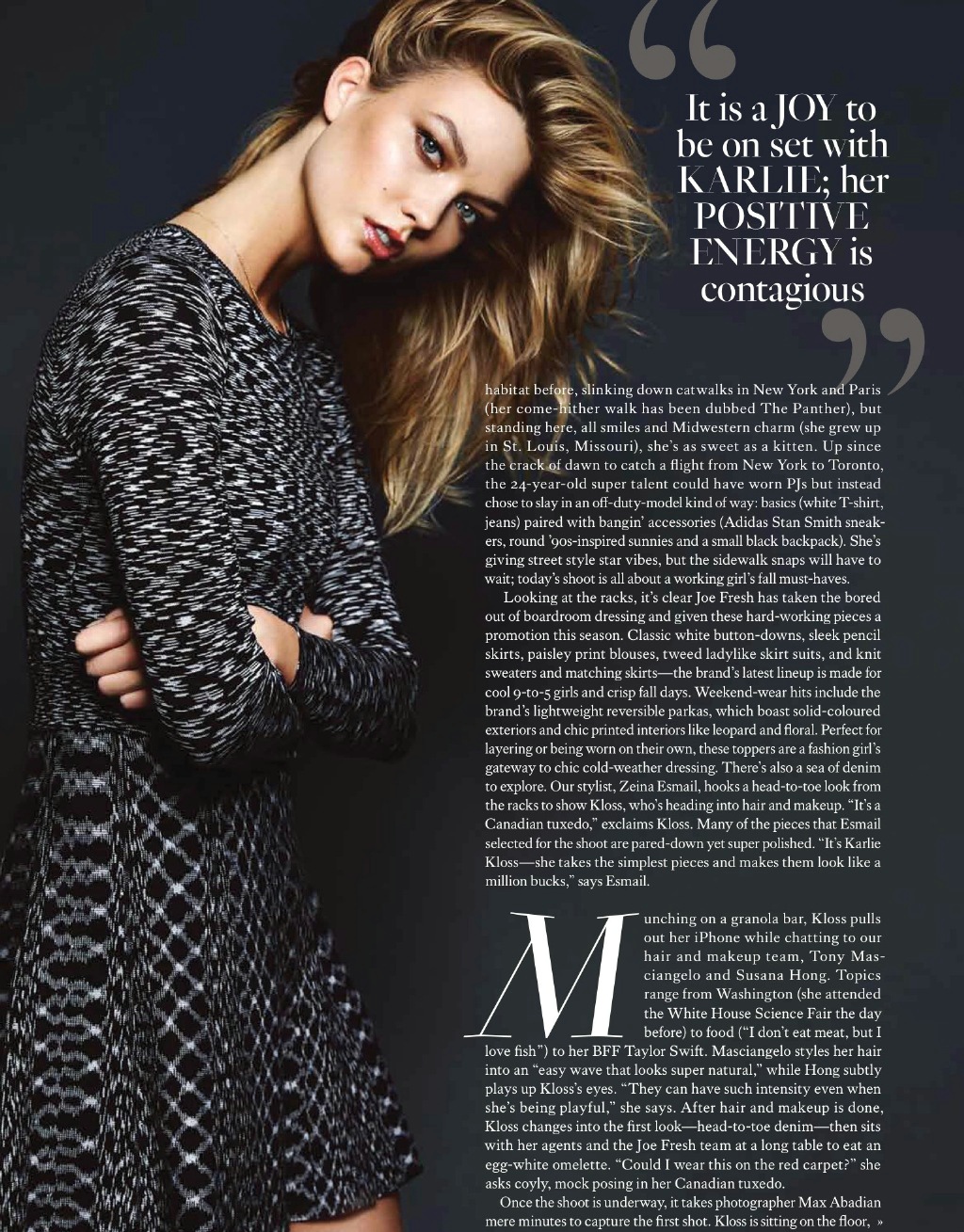 点击大图看下一张：卡莉·克劳斯登上加拿大Fashion杂志九月刊封面