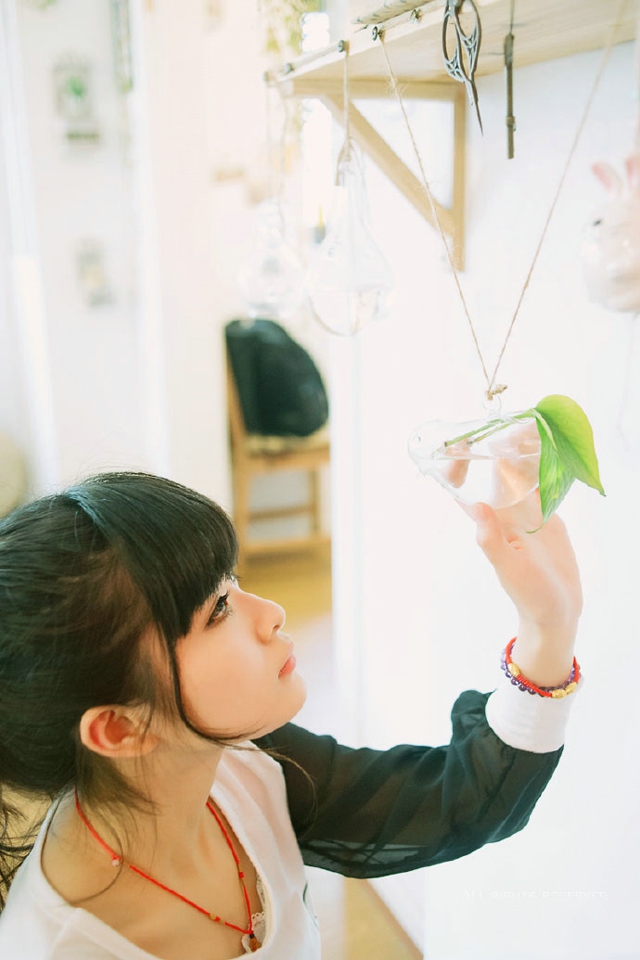 点击大图看下一张：可爱黑长直少女图书馆清纯温馨写真