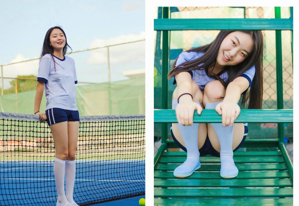 点击大图看下一张：可爱网球少女长腿青春活泼写真
