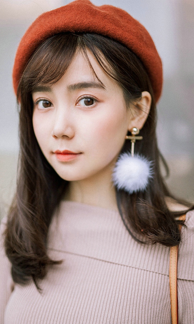 点击大图看下一张：街头韩系美女精致美丽大眼迷人