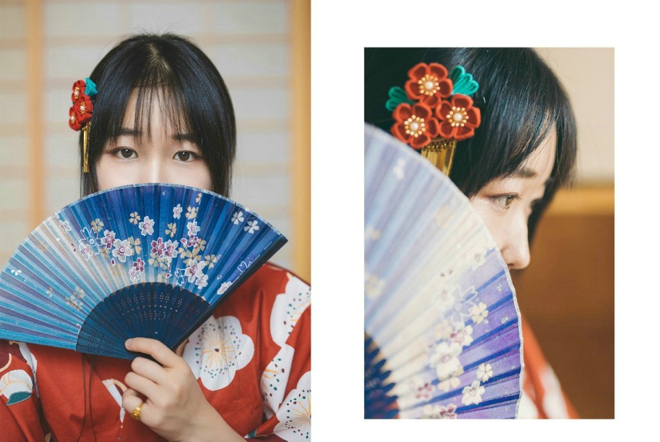 点击大图看下一张：日系和服圆脸姑娘靓丽茶艺温婉写真