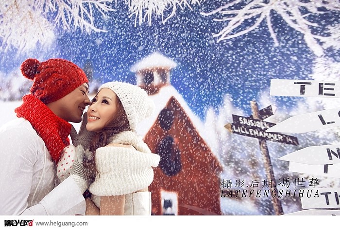 点击大图看下一张：雪中爱人 婚纱摄影