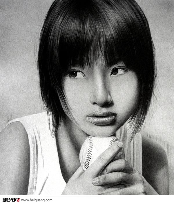 点击大图看下一张：Ken Lee女性铅笔肖像画作品 设计欣赏