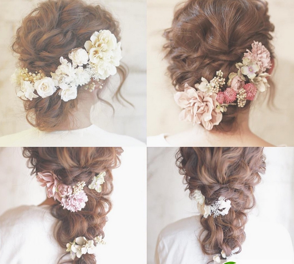 点击大图看下一张：花仙子新娘婚礼发型 浪漫新娘花环发型图片大全